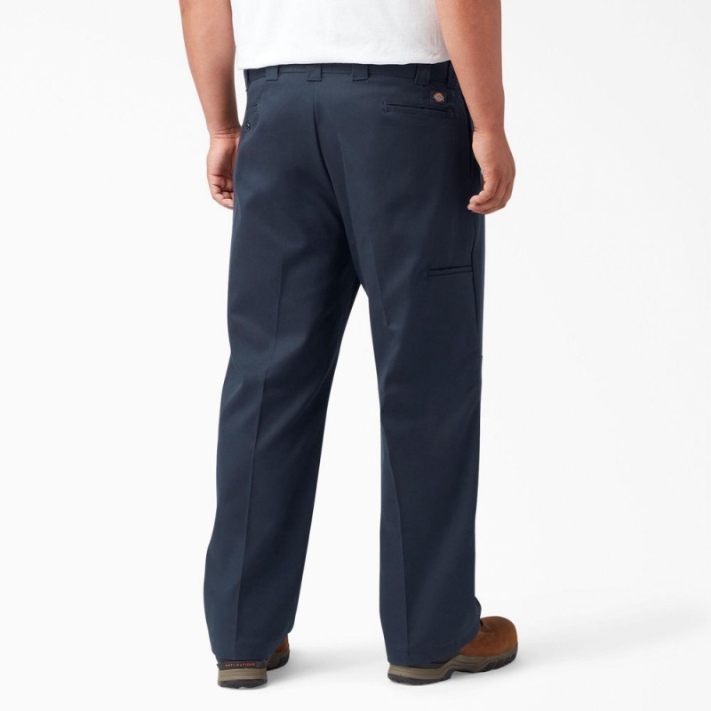 Men's Dickies FLEX Loose Fit Double Knee Work Pants Navy | 7548369-ML