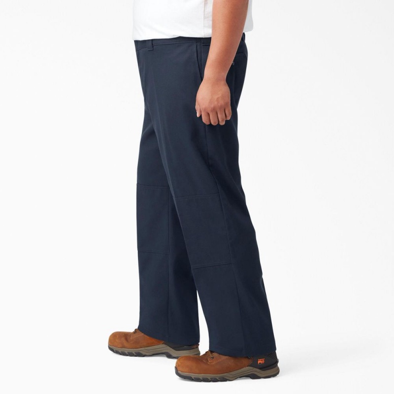 Men's Dickies FLEX Loose Fit Double Knee Work Pants Navy | 7548369-ML