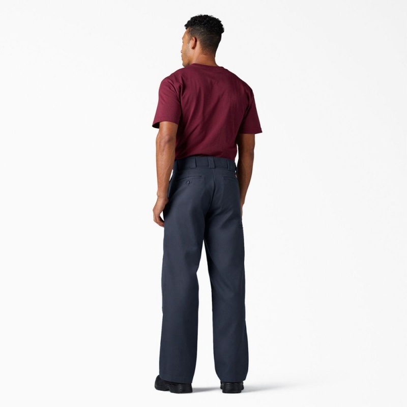 Men's Dickies FLEX Loose Fit Double Knee Work Pants Navy | 7548369-ML