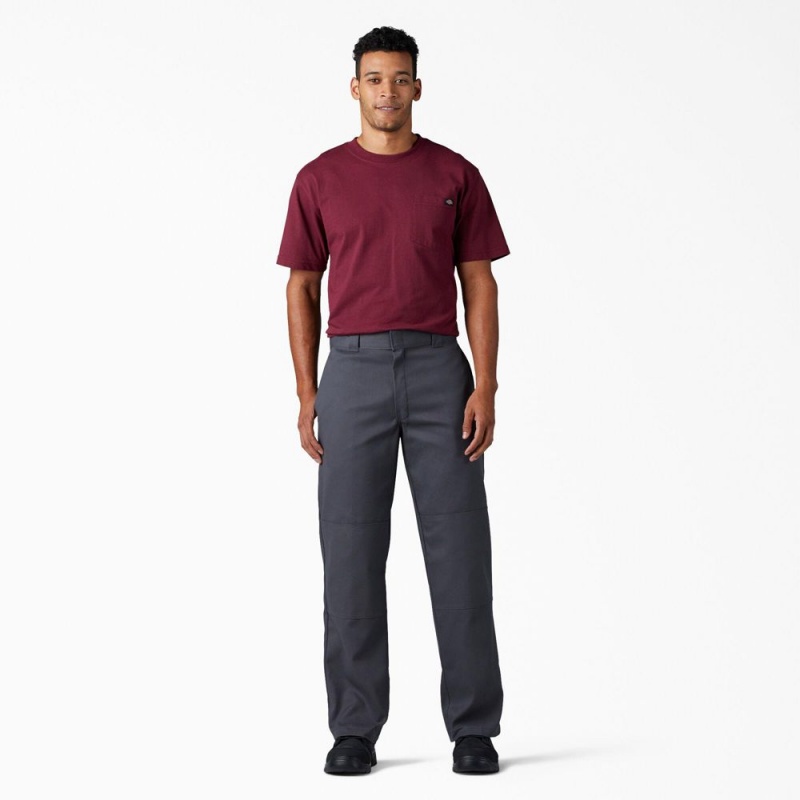 Men's Dickies FLEX Loose Fit Double Knee Work Pants Grey | 8304591-GC