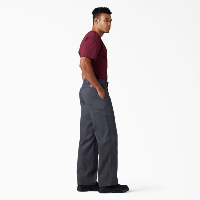 Men's Dickies FLEX Loose Fit Double Knee Work Pants Grey | 8304591-GC