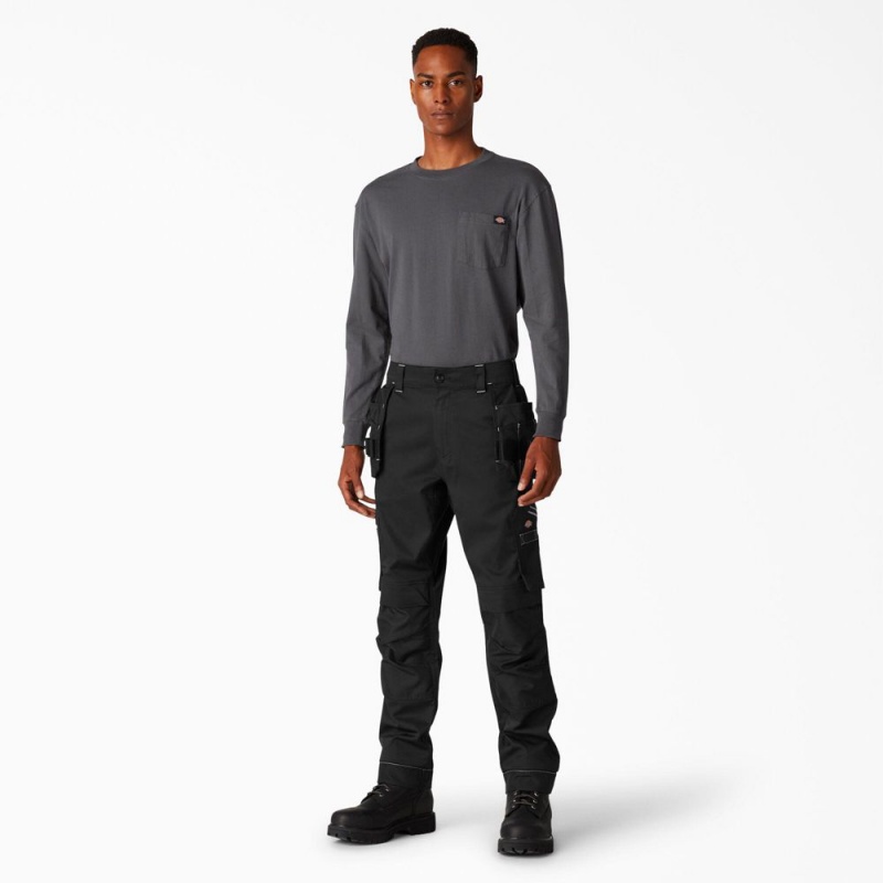 Men's Dickies FLEX Performance Workwear Regular Fit Holster Pants Black | 8734269-RF