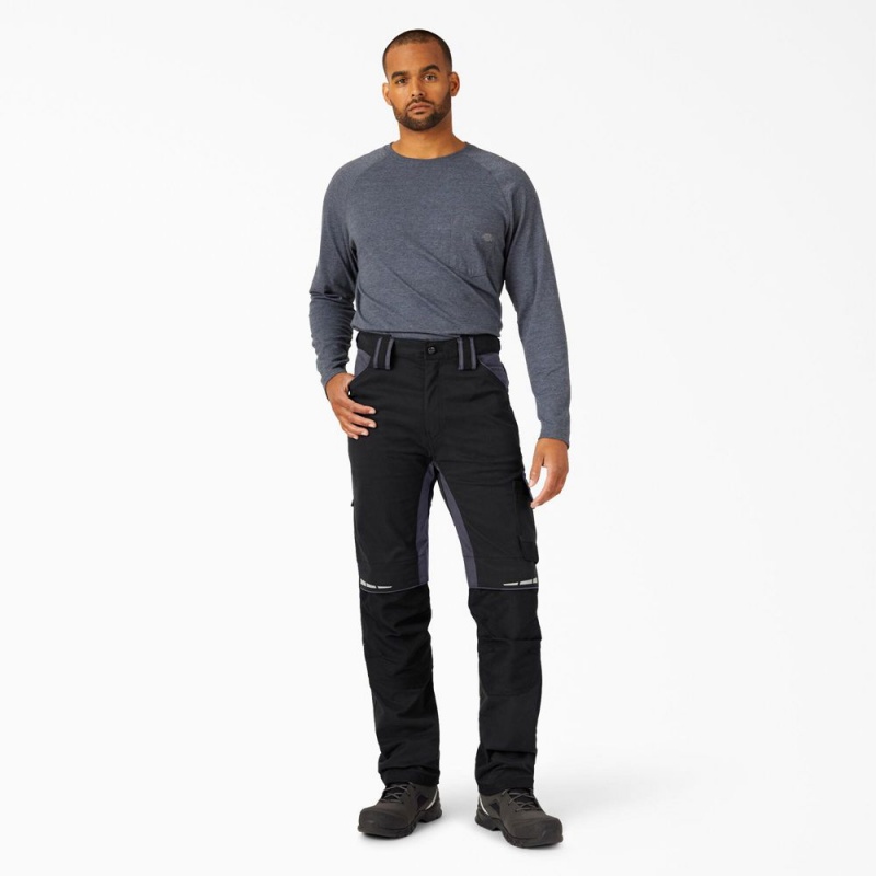 Men's Dickies FLEX Performance Workwear Regular Fit Pants Black | 5182340-NK