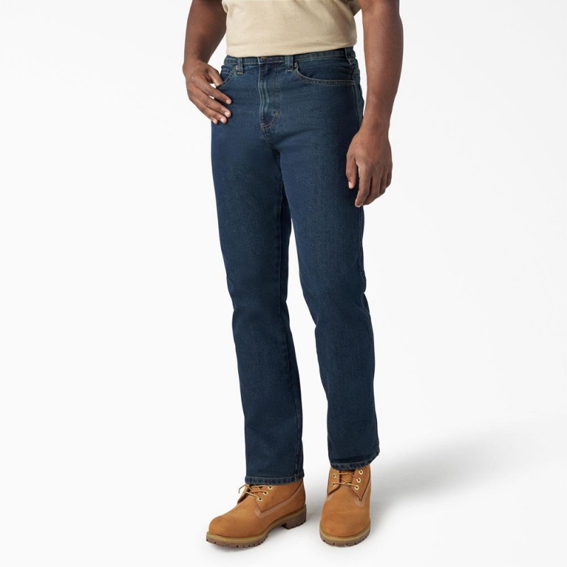 Men's Dickies FLEX Regular Fit 5-Pocket Jeans Blue | 8564290-LF