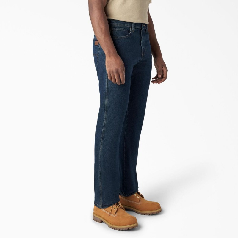 Men's Dickies FLEX Regular Fit 5-Pocket Jeans Blue | 8564290-LF