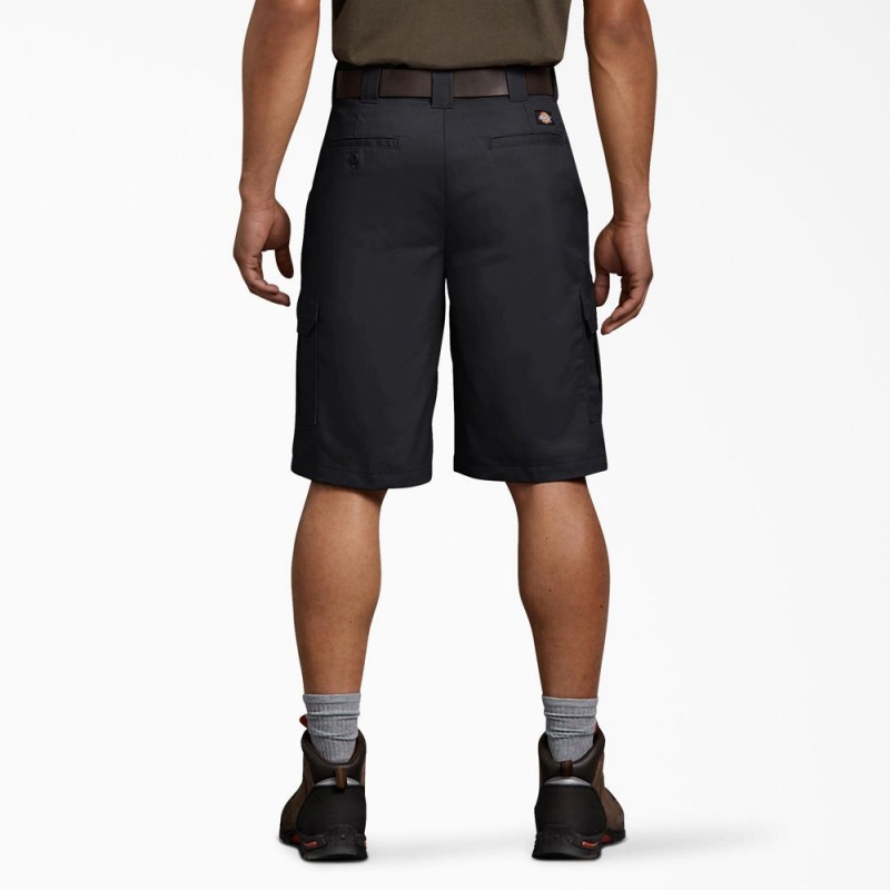 Men's Dickies FLEX Regular Fit Cargo Shorts Black | 6095437-XW