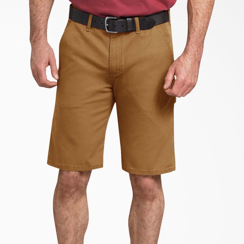 Men's Dickies FLEX Regular Fit Duck Carpenter Shorts Brown | 9173085-YR