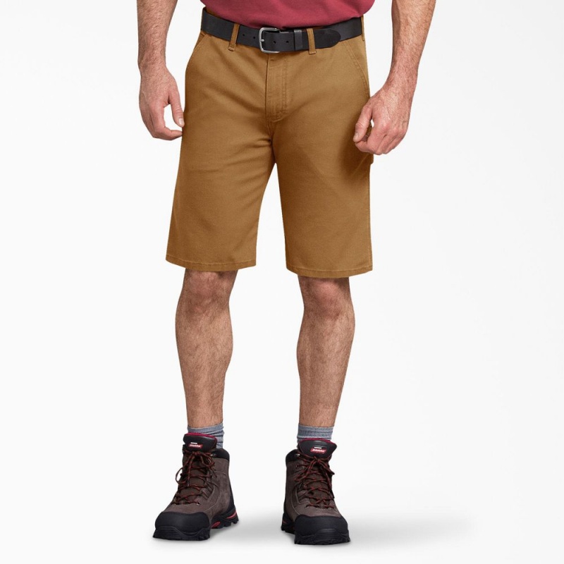 Men\'s Dickies FLEX Regular Fit Duck Carpenter Shorts Brown | 9173085-YR