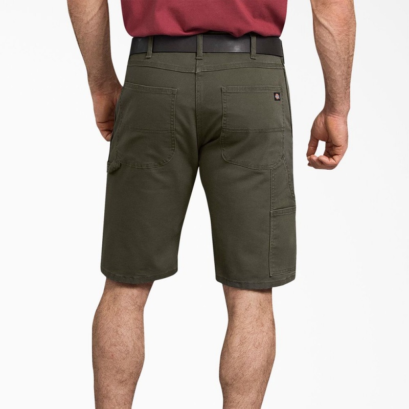 Men's Dickies FLEX Regular Fit Duck Carpenter Shorts Green | 2836105-FK