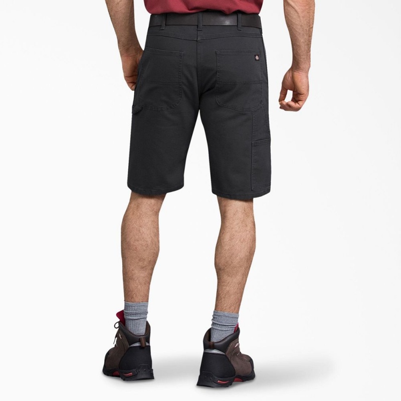 Men's Dickies FLEX Regular Fit Duck Carpenter Shorts Black | 1640397-NJ