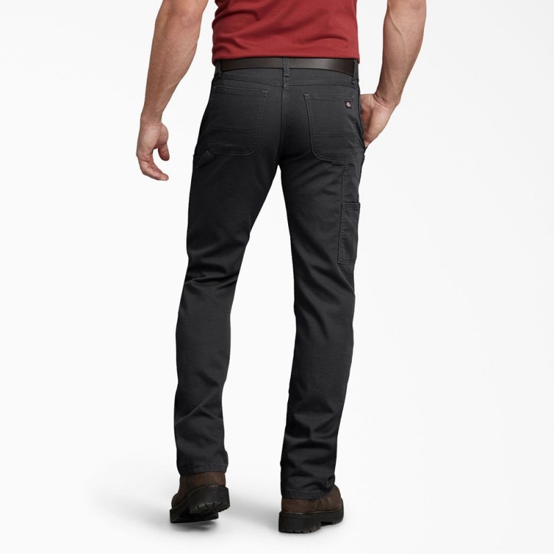 Men's Dickies FLEX Regular Fit Duck Carpenter Pants Black | 4835012-RC