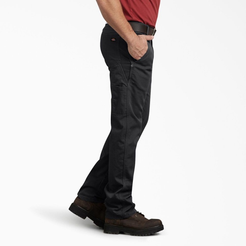 Men's Dickies FLEX Regular Fit Duck Carpenter Pants Black | 4835012-RC