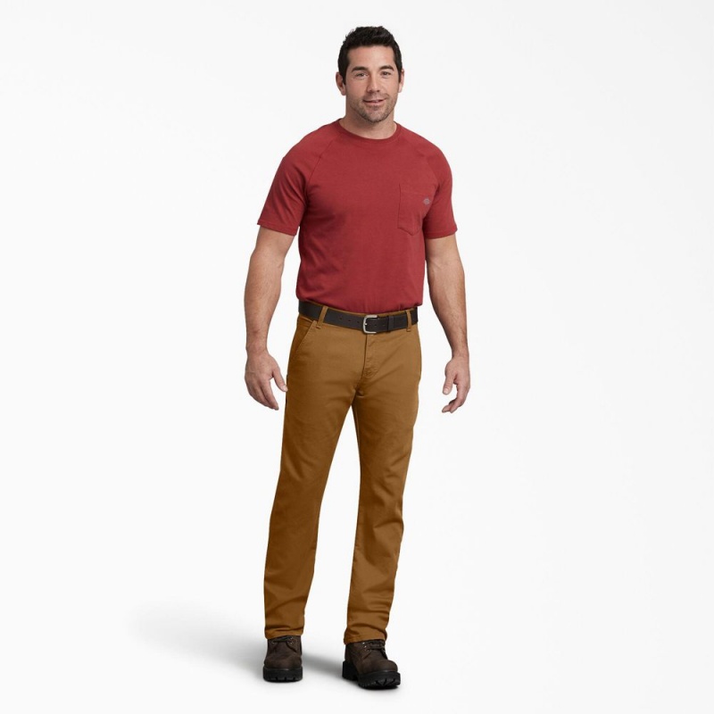 Men's Dickies FLEX Regular Fit Duck Carpenter Pants Brown | 4587316-WO