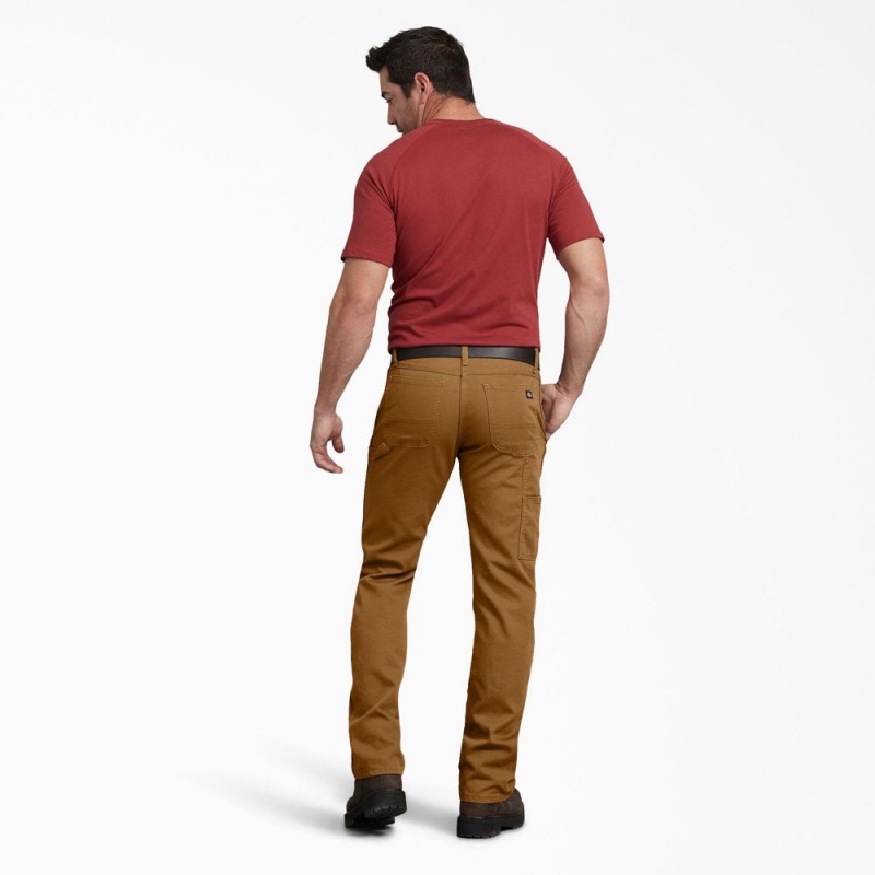 Men's Dickies FLEX Regular Fit Duck Carpenter Pants Brown | 4587316-WO