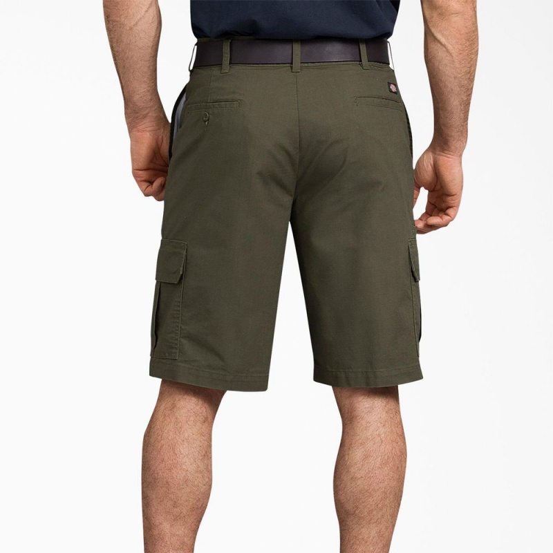 Men's Dickies FLEX Regular Fit Ripstop Cargo Shorts Green | 7516289-PU