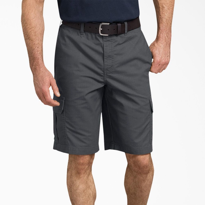 Men\'s Dickies FLEX Regular Fit Ripstop Cargo Shorts Grey | 1326478-BR