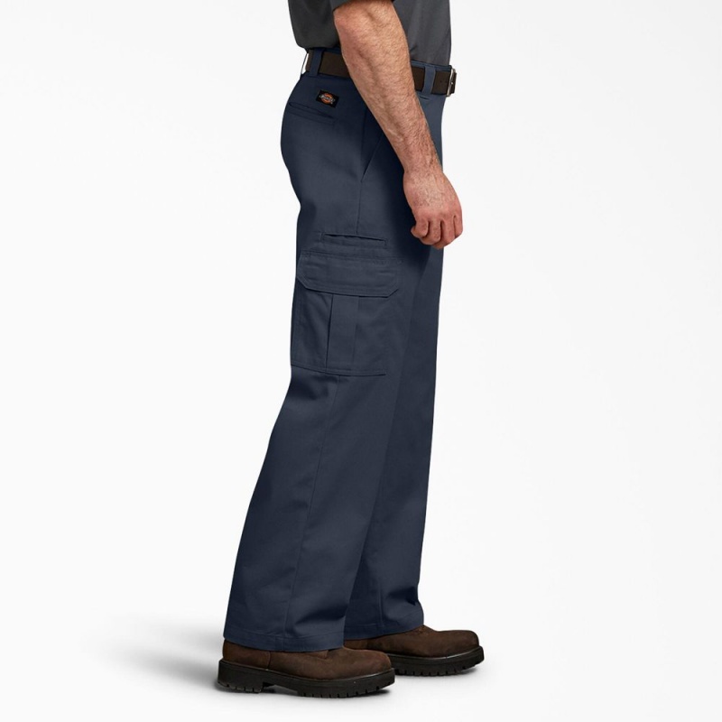 Men's Dickies FLEX Relaxed Fit Cargo Pants Navy | 6743980-TE