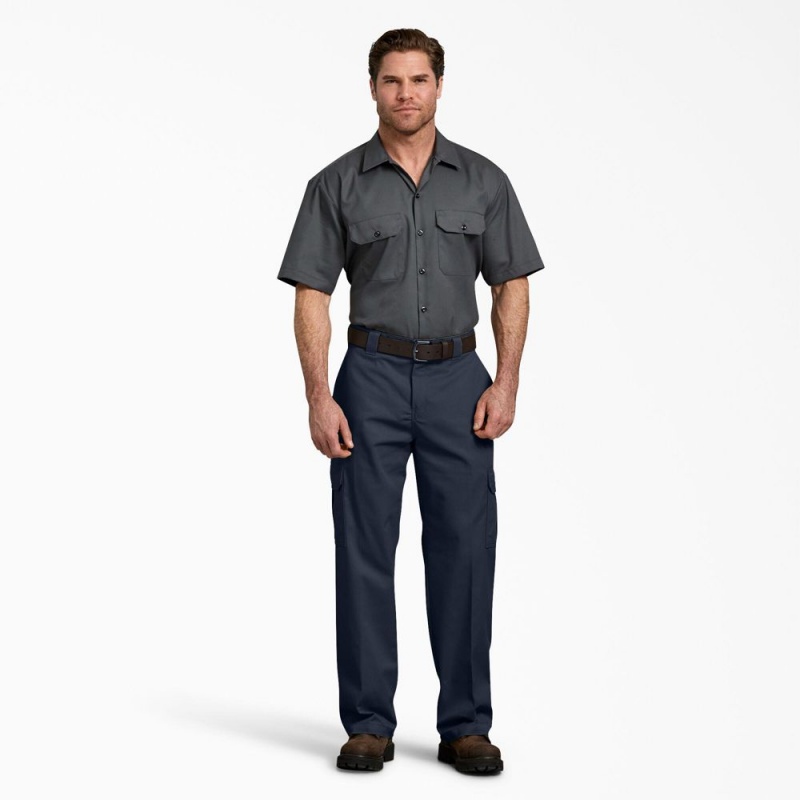 Men's Dickies FLEX Relaxed Fit Cargo Pants Navy | 6743980-TE