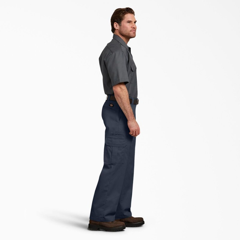 Men's Dickies FLEX Relaxed Fit Cargo Pants Navy | 6743980-TE