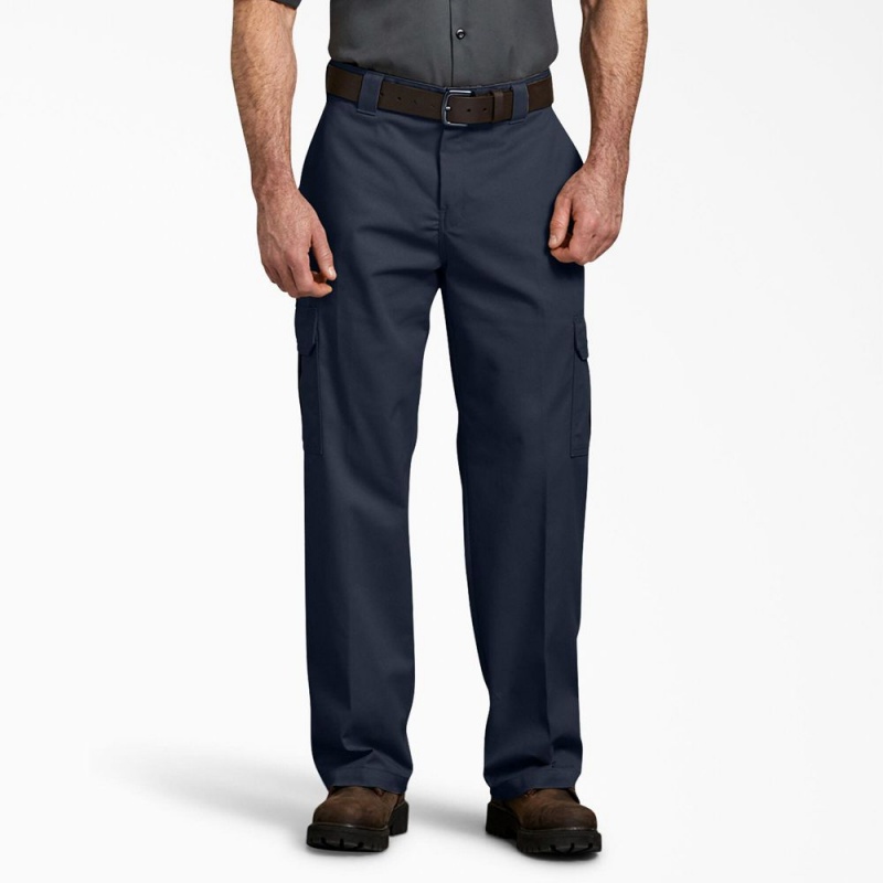 Men\'s Dickies FLEX Relaxed Fit Cargo Pants Navy | 6743980-TE