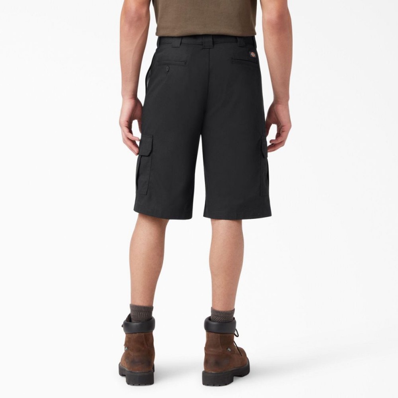 Men's Dickies FLEX Relaxed Fit Cargo Shorts Black | 5431762-HD