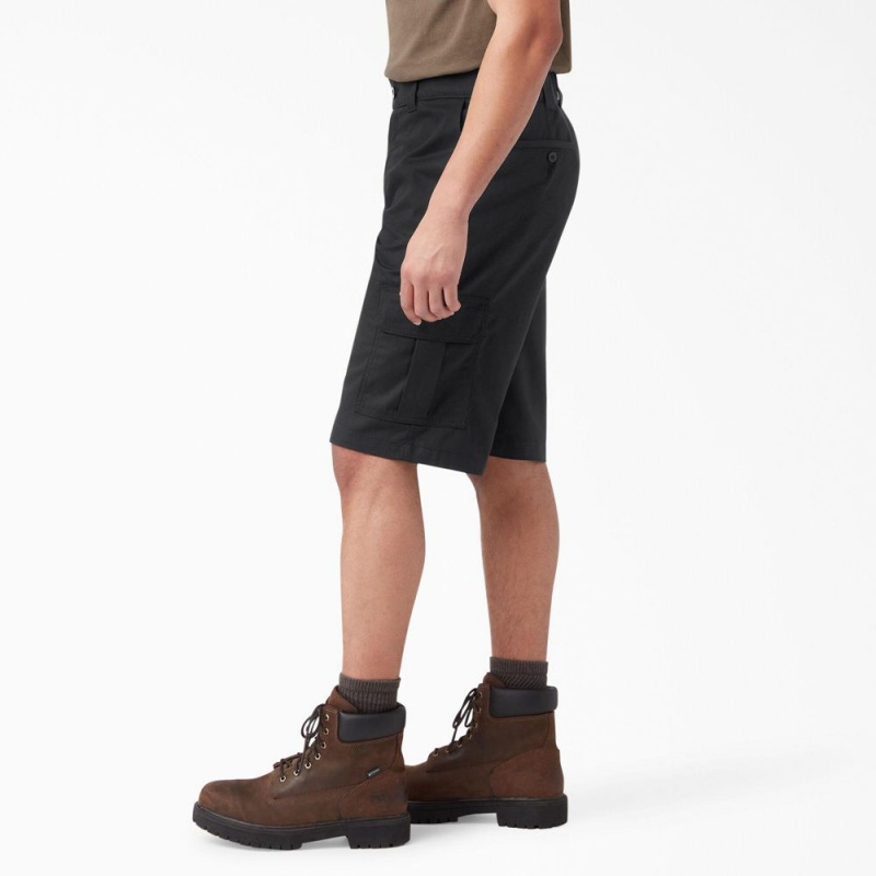 Men's Dickies FLEX Relaxed Fit Cargo Shorts Black | 5431762-HD