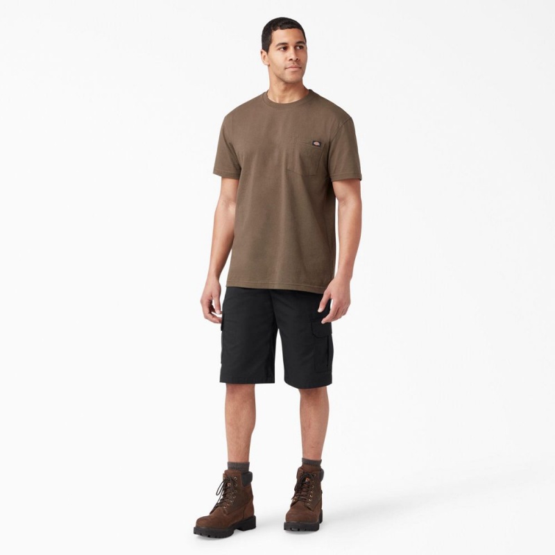 Men's Dickies FLEX Relaxed Fit Cargo Shorts Black | 5431762-HD