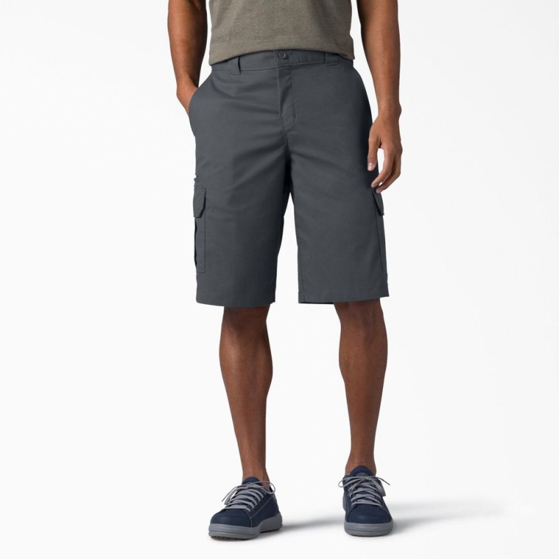 Men\'s Dickies FLEX Relaxed Fit Cargo Shorts Grey | 8471692-OZ