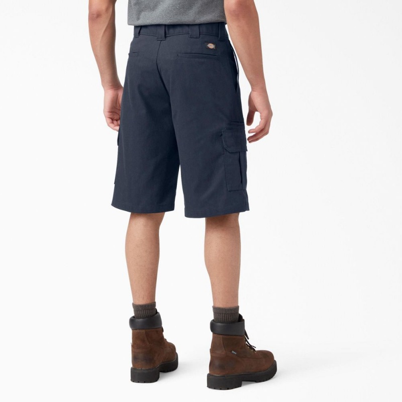 Men's Dickies FLEX Relaxed Fit Cargo Shorts Navy | 2951640-DK