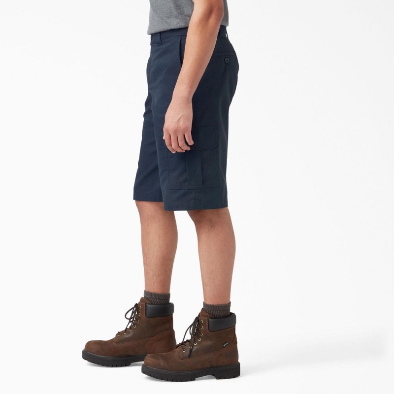 Men's Dickies FLEX Relaxed Fit Cargo Shorts Navy | 2951640-DK