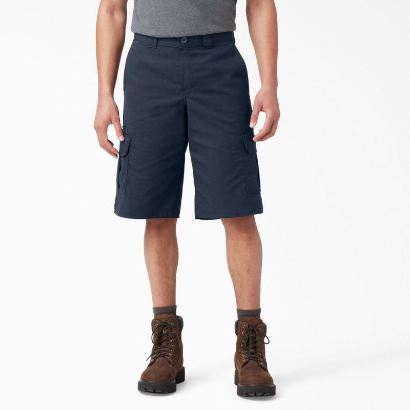 Men\'s Dickies FLEX Relaxed Fit Cargo Shorts Navy | 2951640-DK