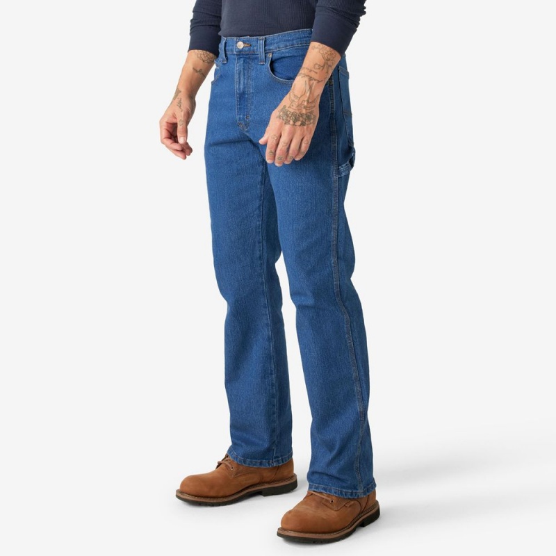 Men's Dickies FLEX Relaxed Fit Carpenter Jeans Blue | 4628195-FX