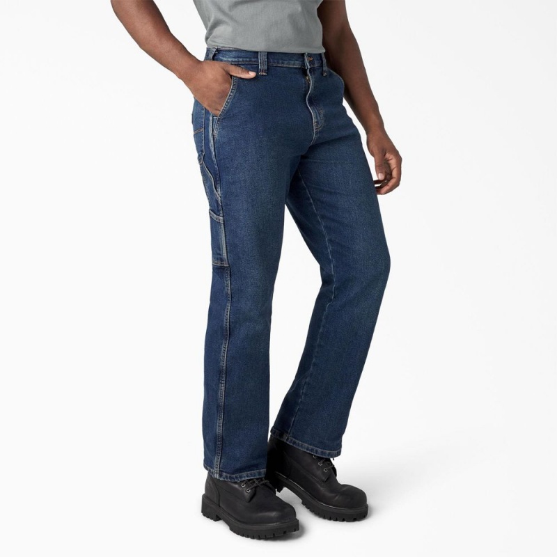 Men's Dickies FLEX Relaxed Fit Carpenter Jeans Blue | 5403187-UF