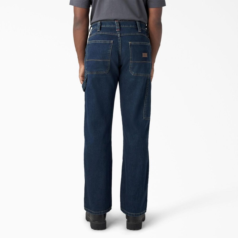 Men's Dickies FLEX Relaxed Fit Double Knee Jeans Blue | 1659823-MJ