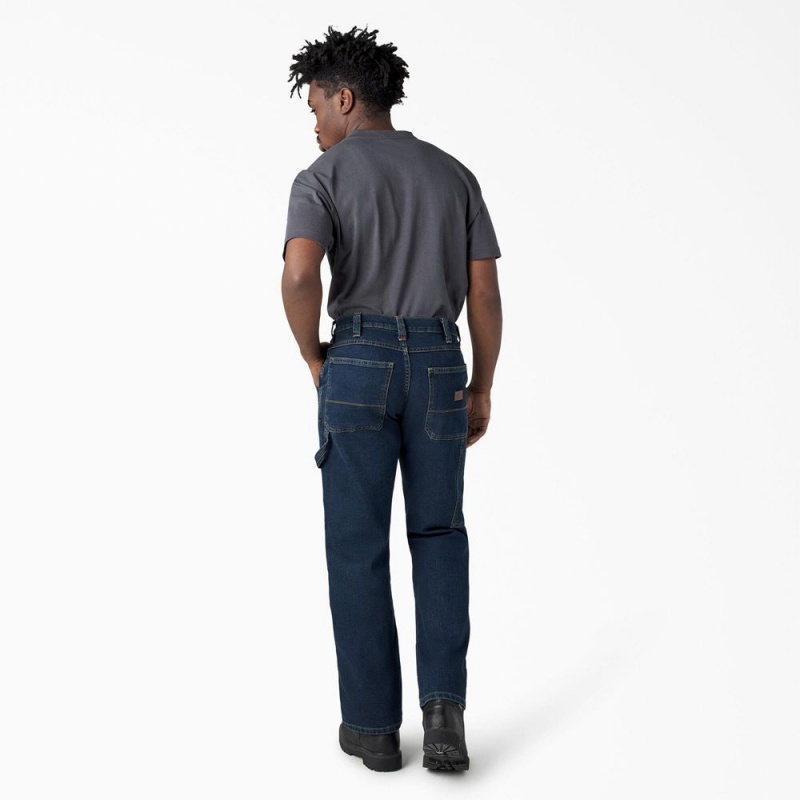 Men's Dickies FLEX Relaxed Fit Double Knee Jeans Blue | 1659823-MJ