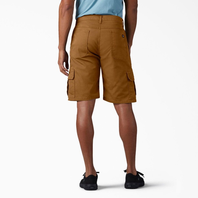 Men's Dickies FLEX Relaxed Fit Duck Cargo Shorts Brown | 2871609-YE