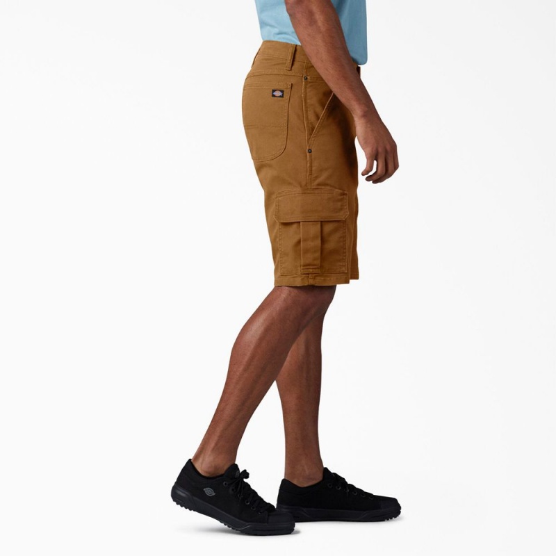 Men's Dickies FLEX Relaxed Fit Duck Cargo Shorts Brown | 2871609-YE