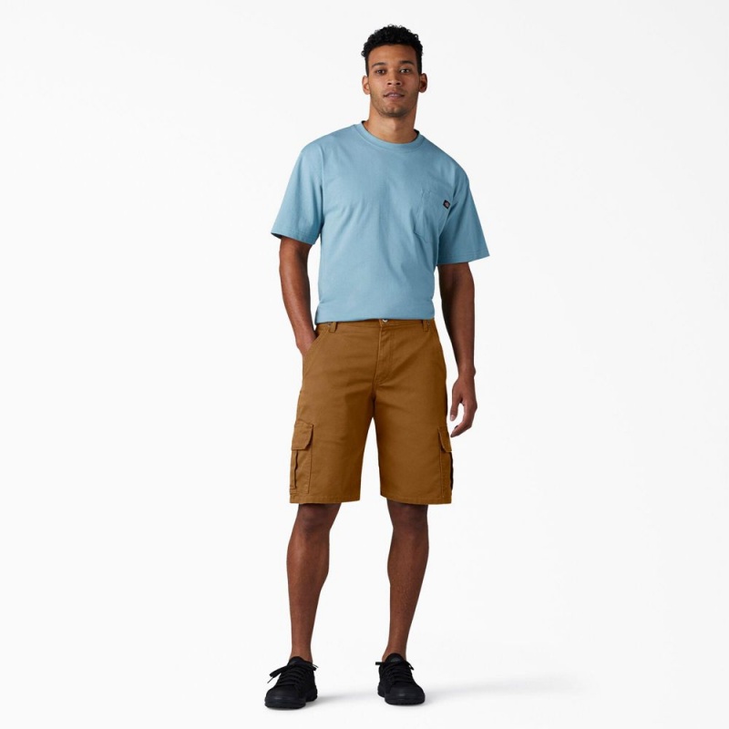 Men's Dickies FLEX Relaxed Fit Duck Cargo Shorts Brown | 2871609-YE