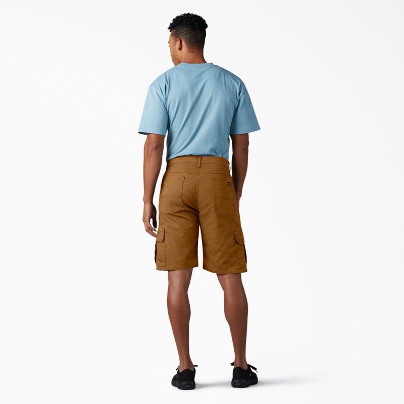 Men's Dickies FLEX Relaxed Fit Duck Cargo Shorts Brown | 2871609-YE