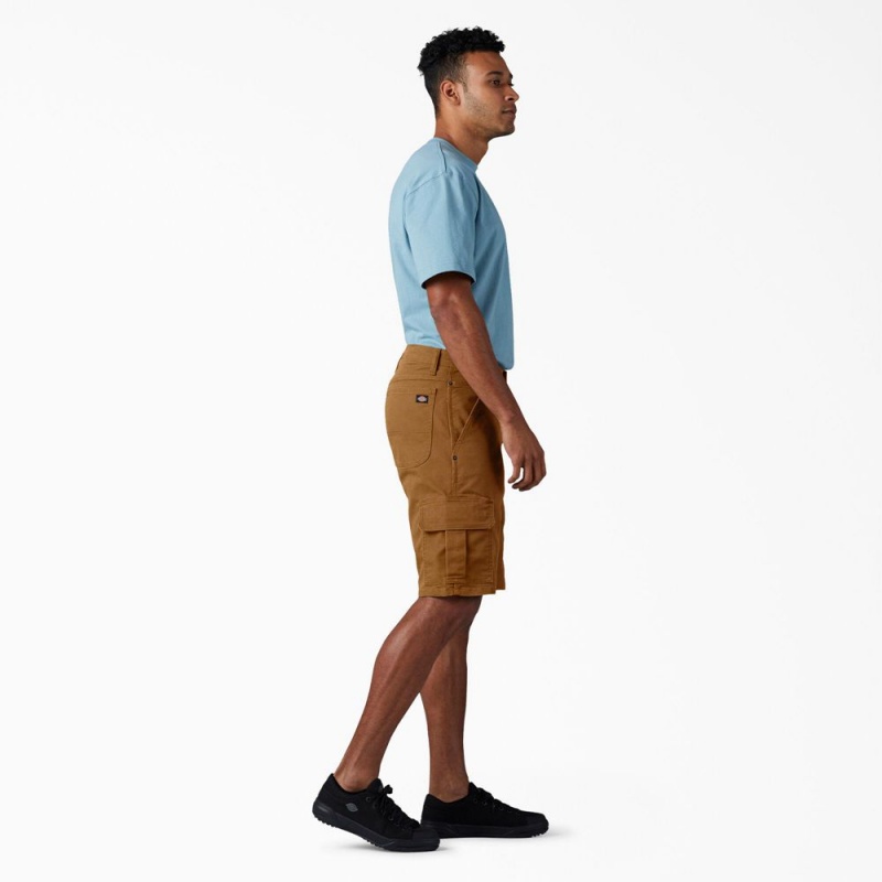 Men's Dickies FLEX Relaxed Fit Duck Cargo Shorts Brown | 2871609-YE