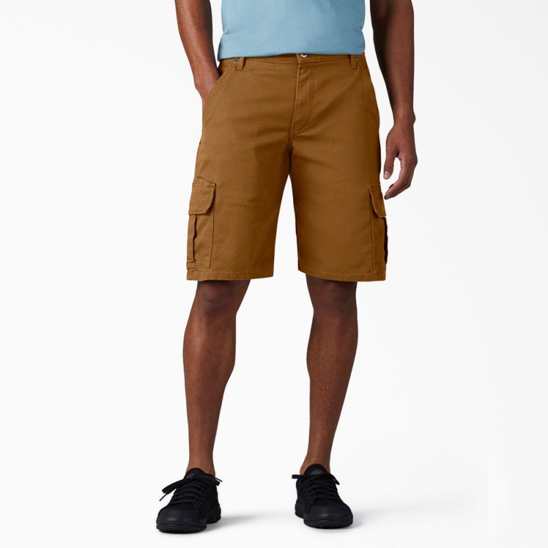 Men\'s Dickies FLEX Relaxed Fit Duck Cargo Shorts Brown | 2871609-YE