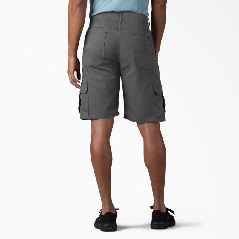 Men's Dickies FLEX Relaxed Fit Duck Cargo Shorts Grey | 7081365-BX