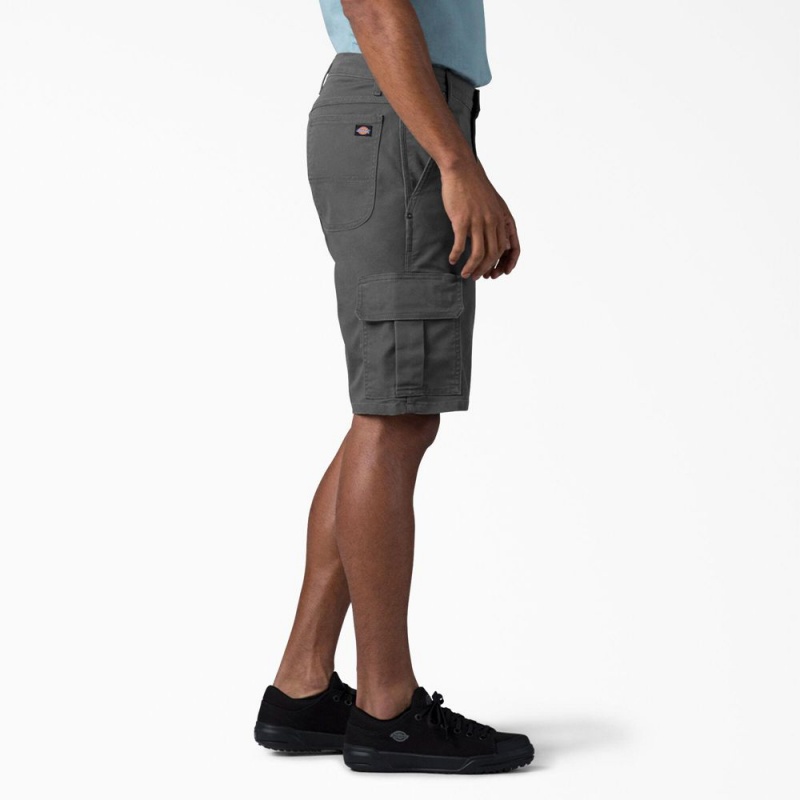 Men's Dickies FLEX Relaxed Fit Duck Cargo Shorts Grey | 7081365-BX