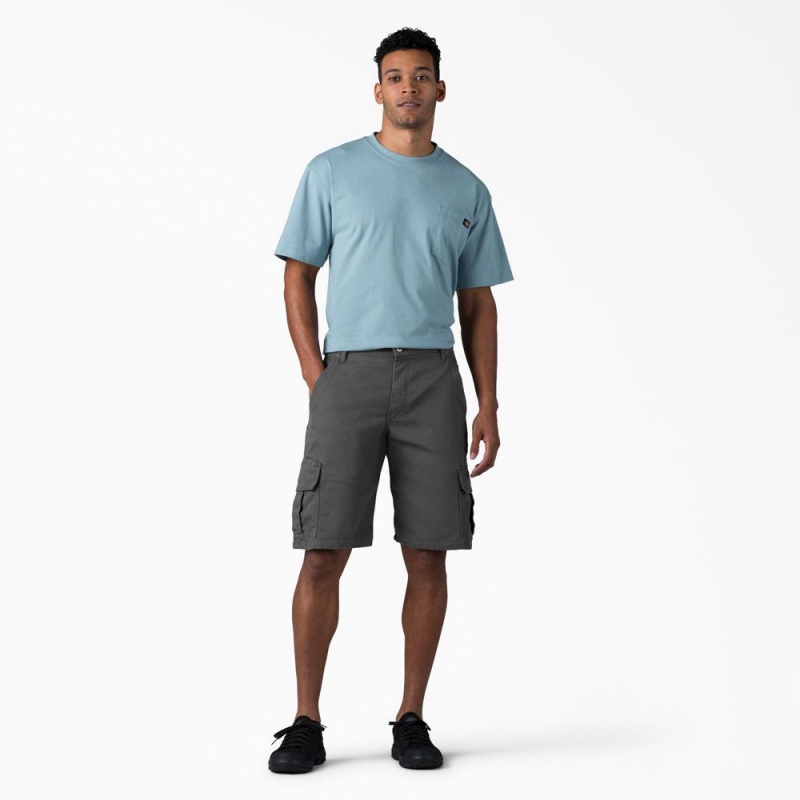 Men's Dickies FLEX Relaxed Fit Duck Cargo Shorts Grey | 7081365-BX