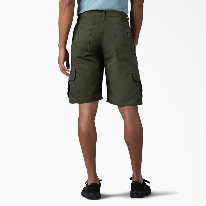 Men's Dickies FLEX Relaxed Fit Duck Cargo Shorts Green | 6493052-PD