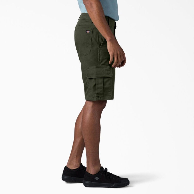 Men's Dickies FLEX Relaxed Fit Duck Cargo Shorts Green | 6493052-PD