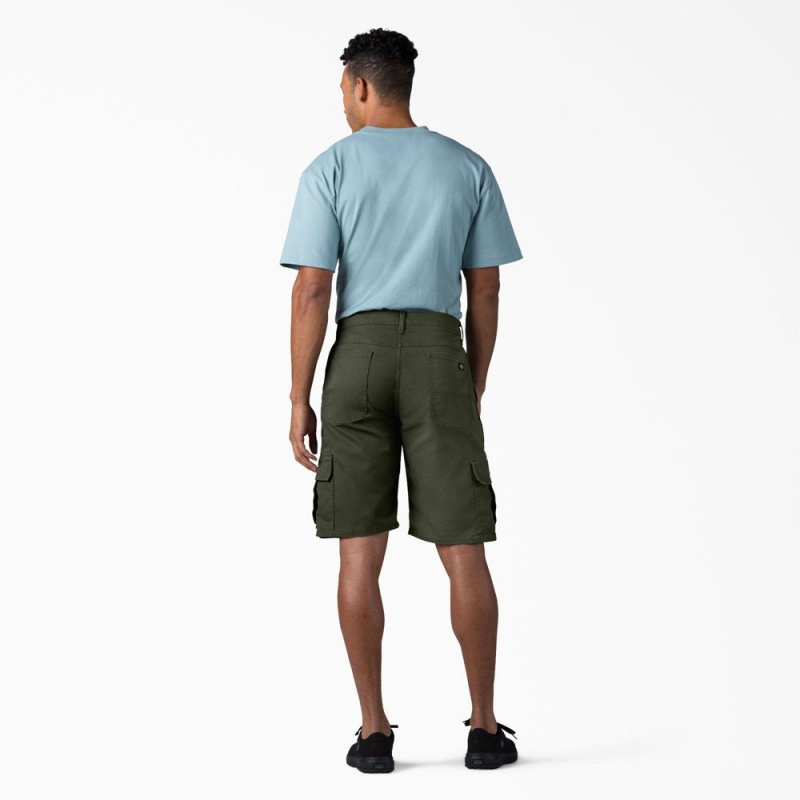 Men's Dickies FLEX Relaxed Fit Duck Cargo Shorts Green | 6493052-PD