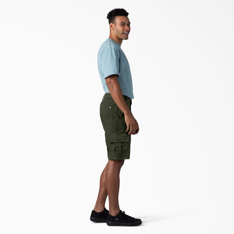 Men's Dickies FLEX Relaxed Fit Duck Cargo Shorts Green | 6493052-PD