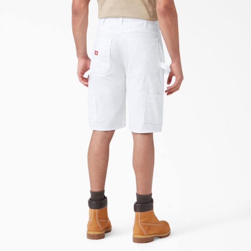 Men's Dickies FLEX Relaxed Fit Utility Painter's Shorts White | 4053261-RZ