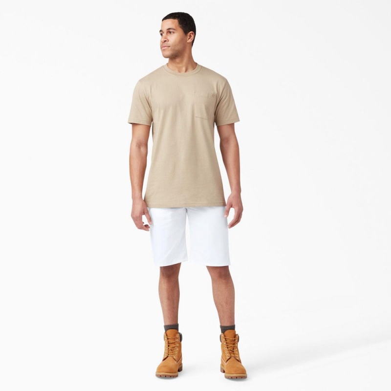 Men's Dickies FLEX Relaxed Fit Utility Painter's Shorts White | 4053261-RZ